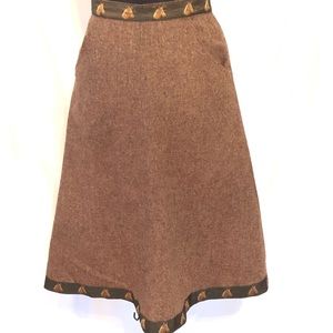 Horse Lovers Tweed Wrap Brown Skirt Small Vintage
